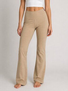 Hard Tail Leggings Style 330 Rolldown Bootleg Flare Pant Size M Tan